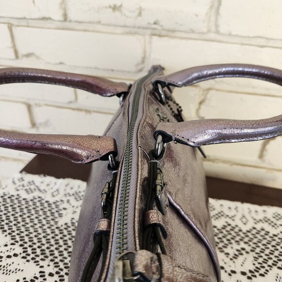Like New Coach Madison Sophia In Metallic Pewter Shoulder Bag Handbag Purse - Picture 11 of 14